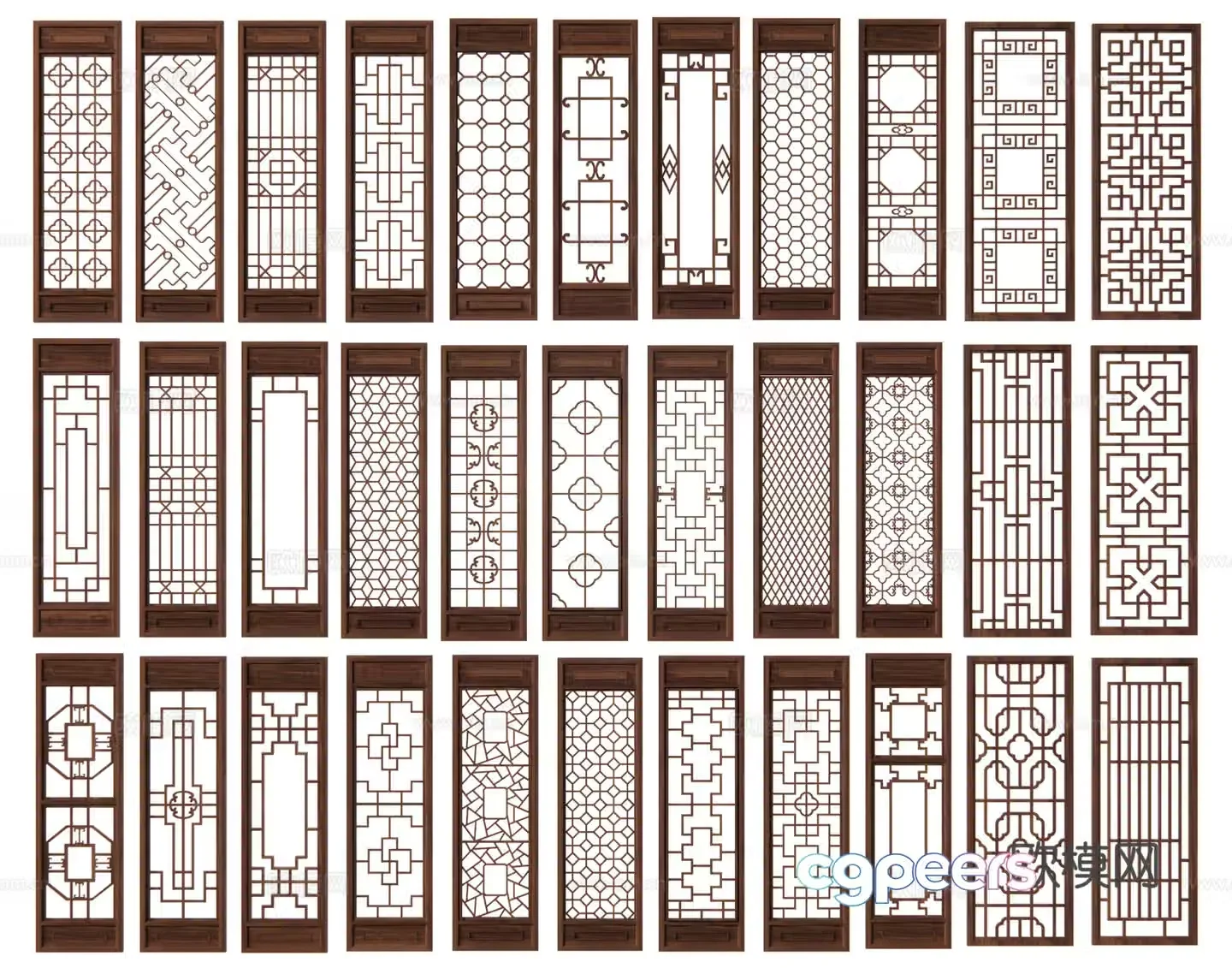 Chinese style wooden window wood carving window hollow window hollow pane 3d model