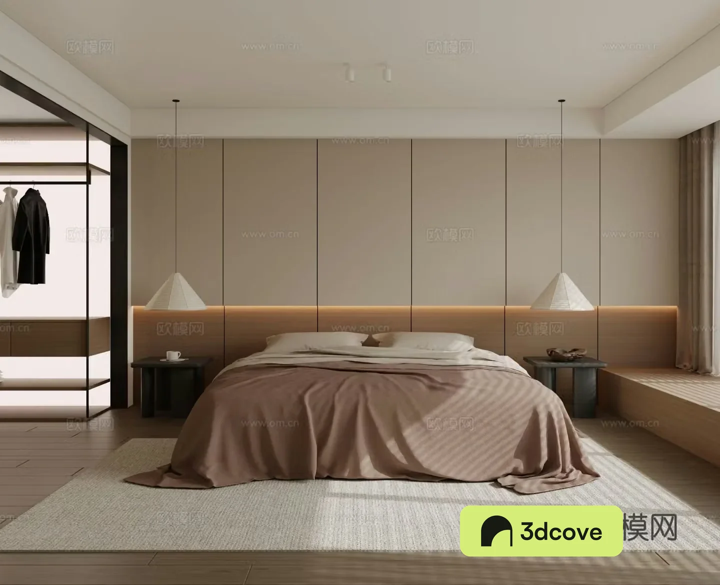 Modern bedroom bed nightstand jewelry