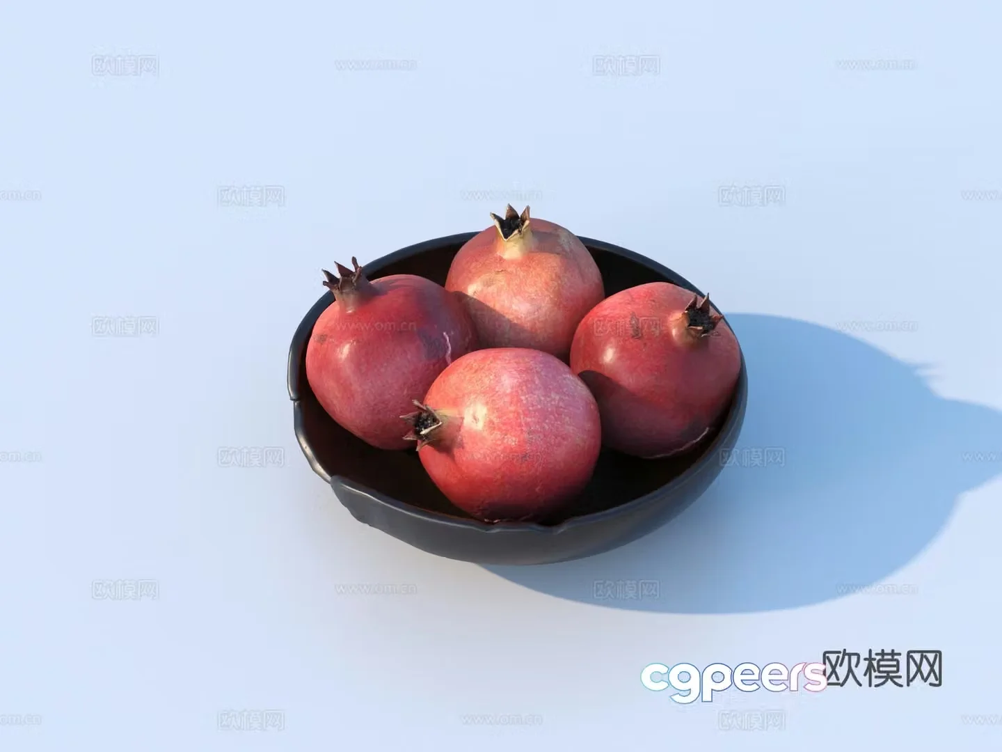 Pomegranate Fruit Fruit Dish 3D Model