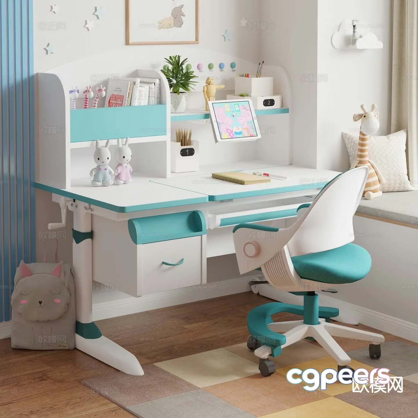 Children’s study table lifting table 3D model