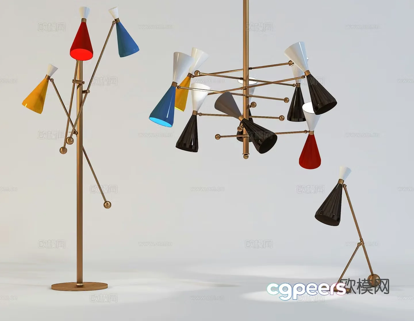 Modern light luxury chandeliers chandeliers desk lamps creative small chandeliers combination 3D model