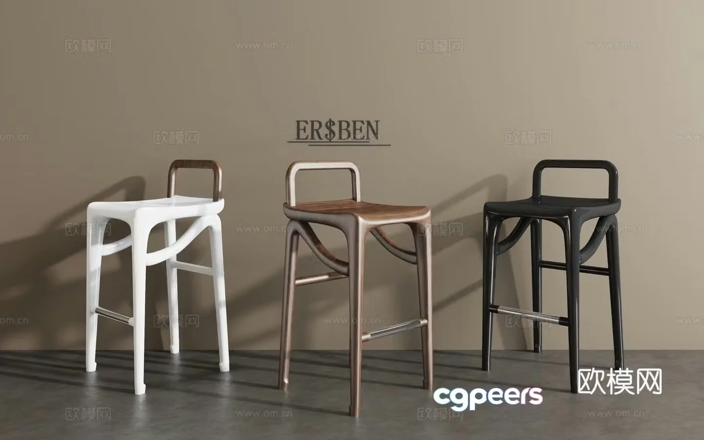New Chinese dining chair leisure chair 3d model