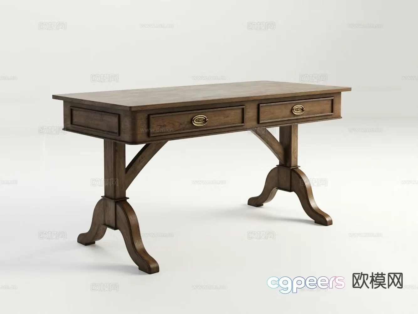 American style old desk desk 3d model