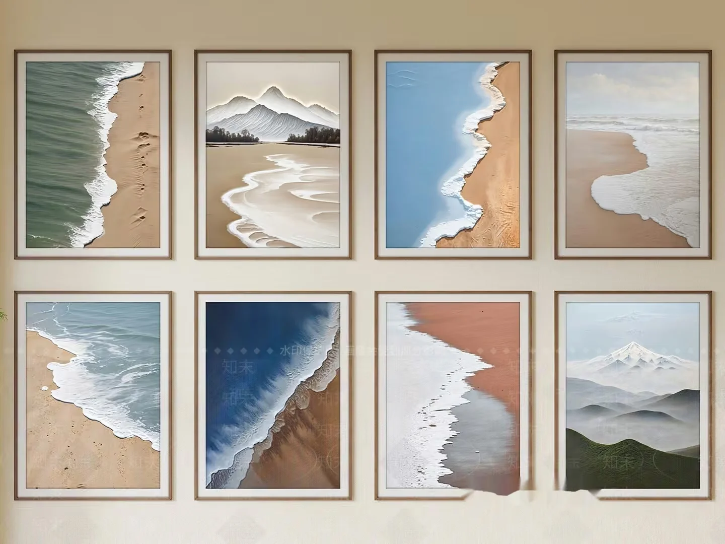 Nine Framed Beach Paintings 3D Model – 15746 – VRAY Render