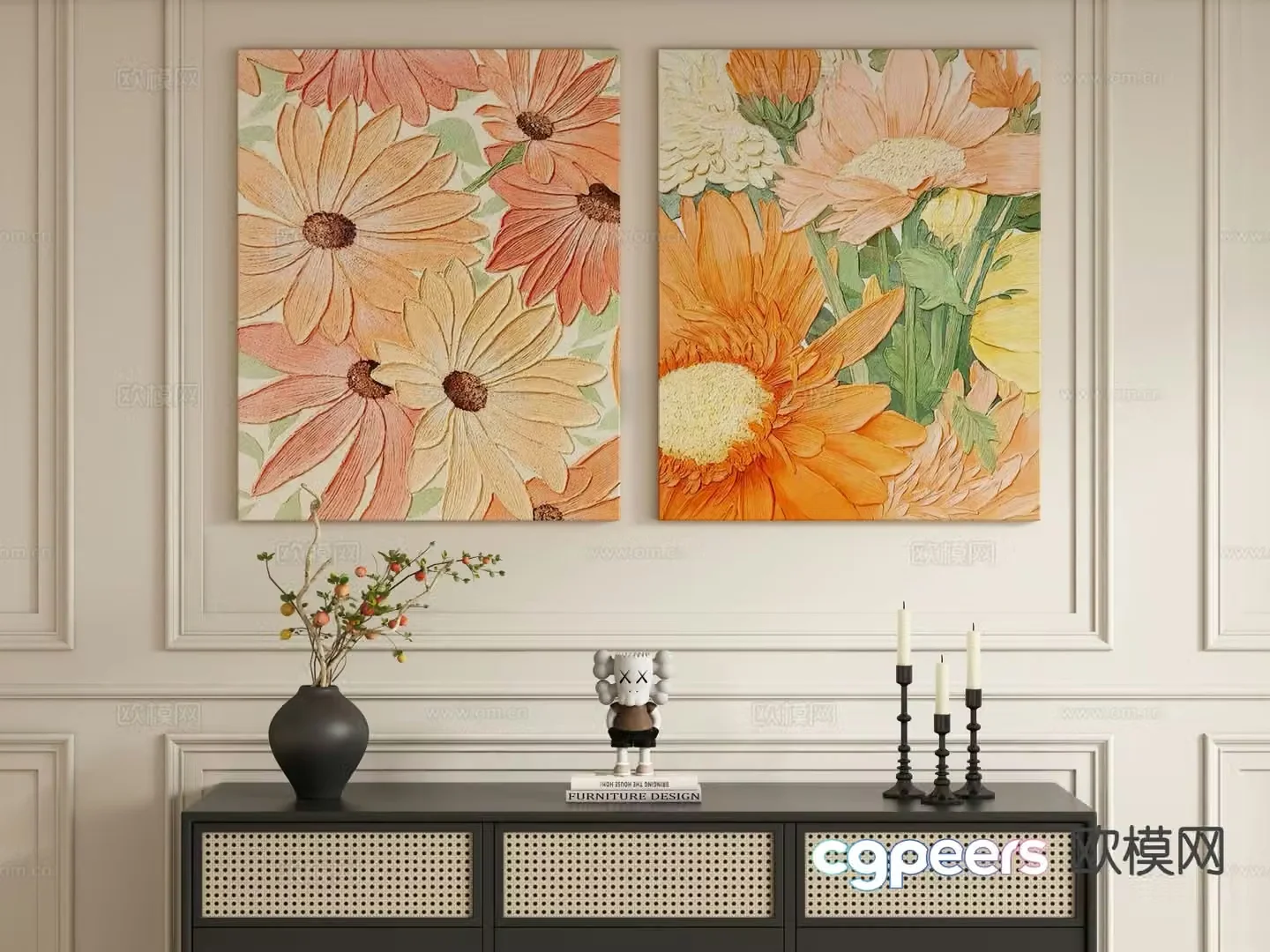 Cream style oil painting art painting texture painting 3d model