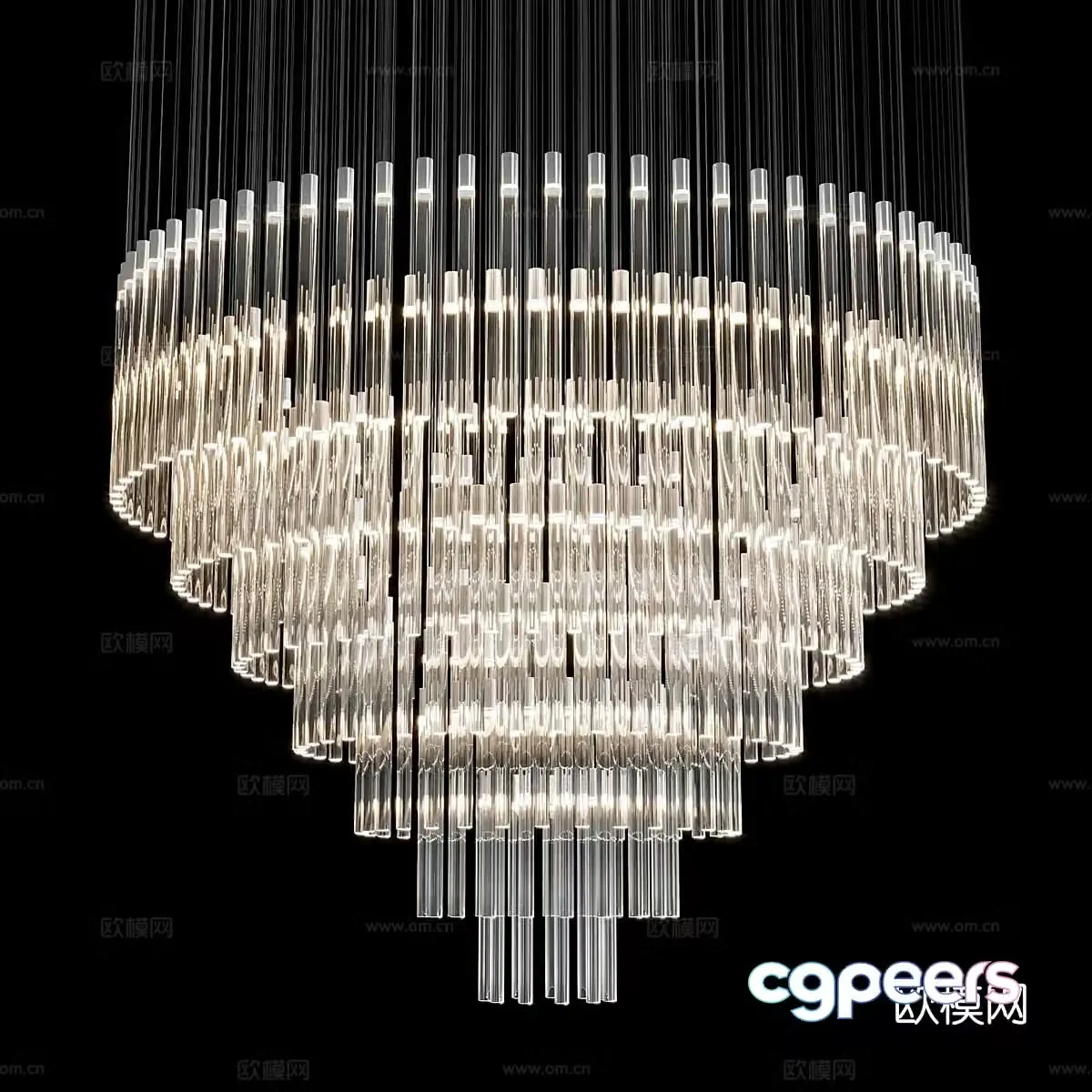 Light luxury crystal chandelier 3d model