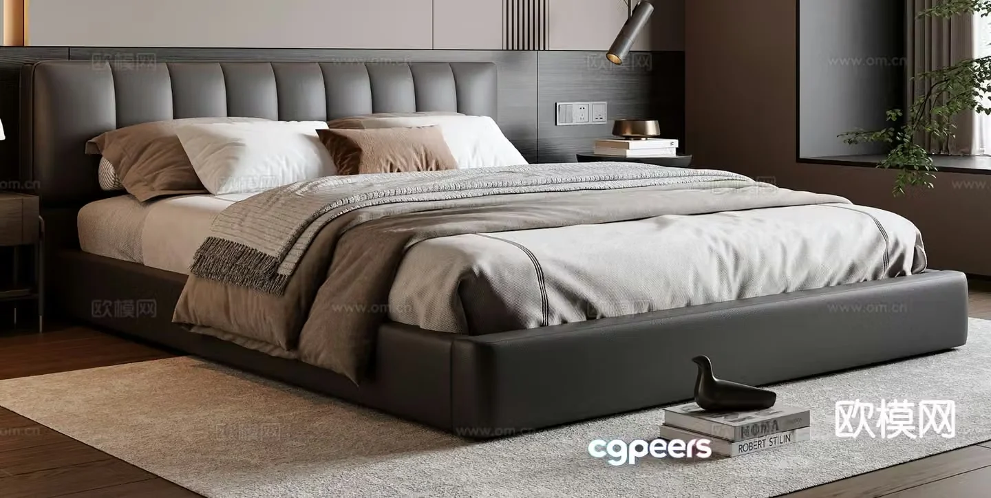 Italian double bed 3d model