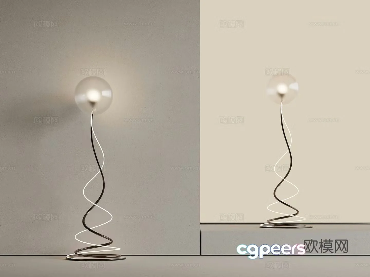 Spherical floor lamp glass floor lamp 3d model