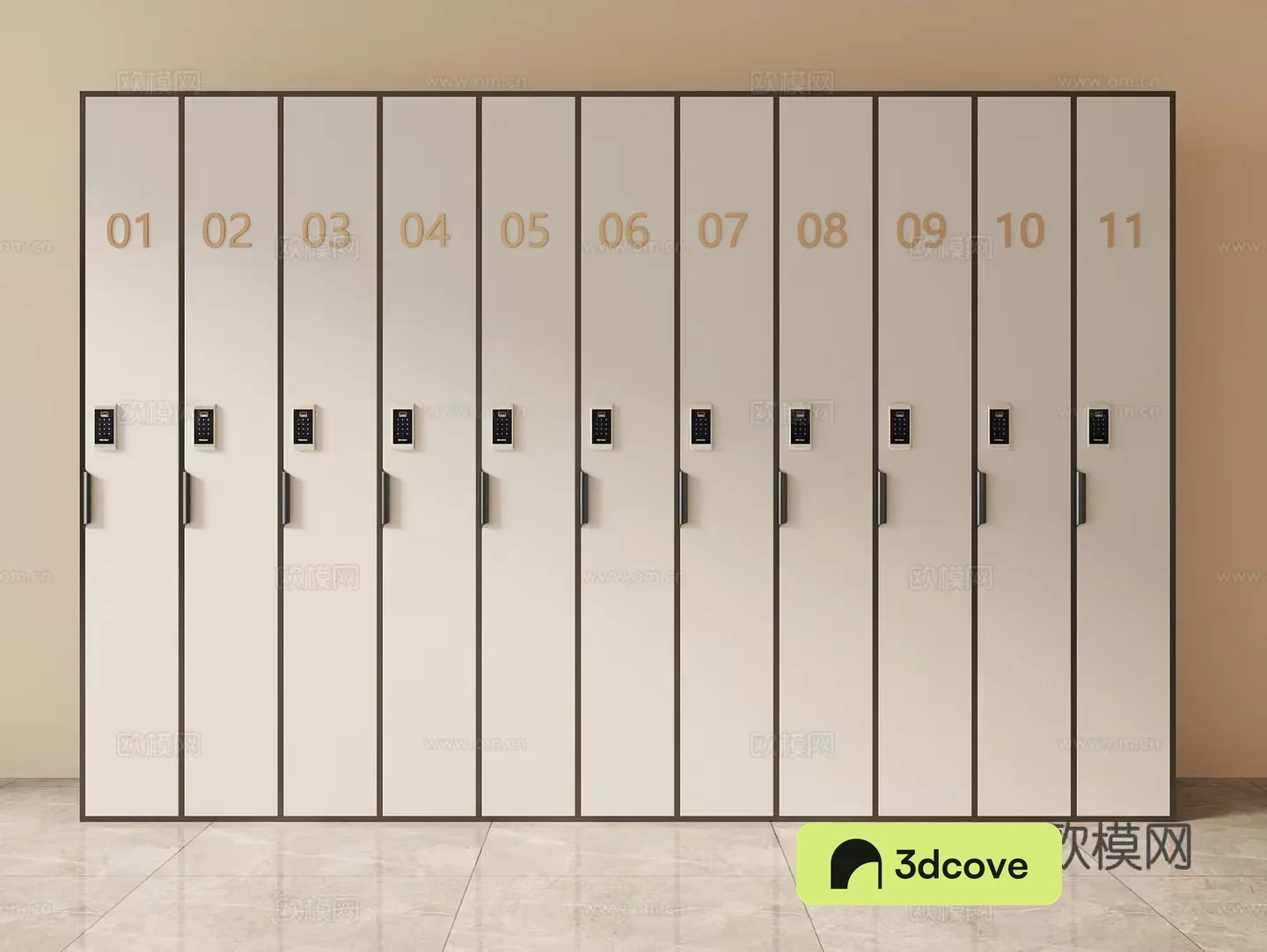 A Row Of Lockers With Digital Locks