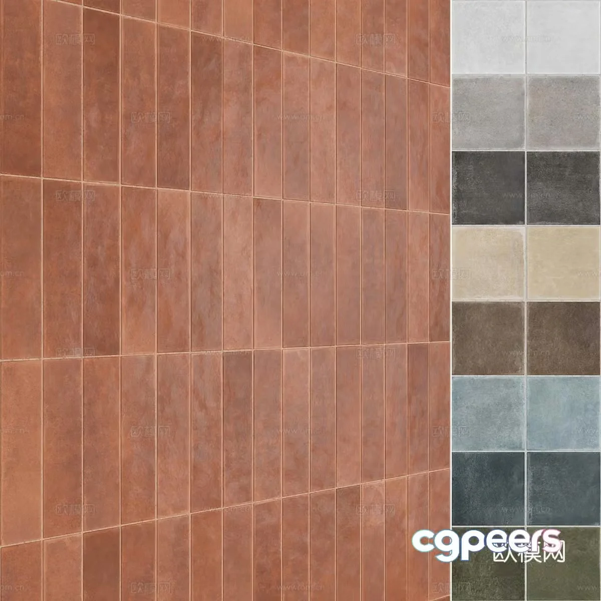 New Chinese style anti-slip tiles antique tiles 3D model