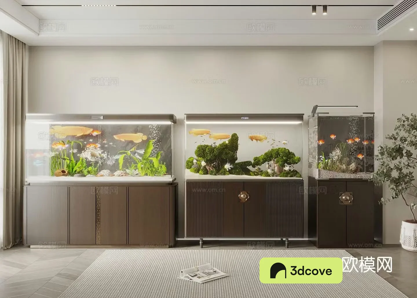 New Chinese style glass fish tank aquarium