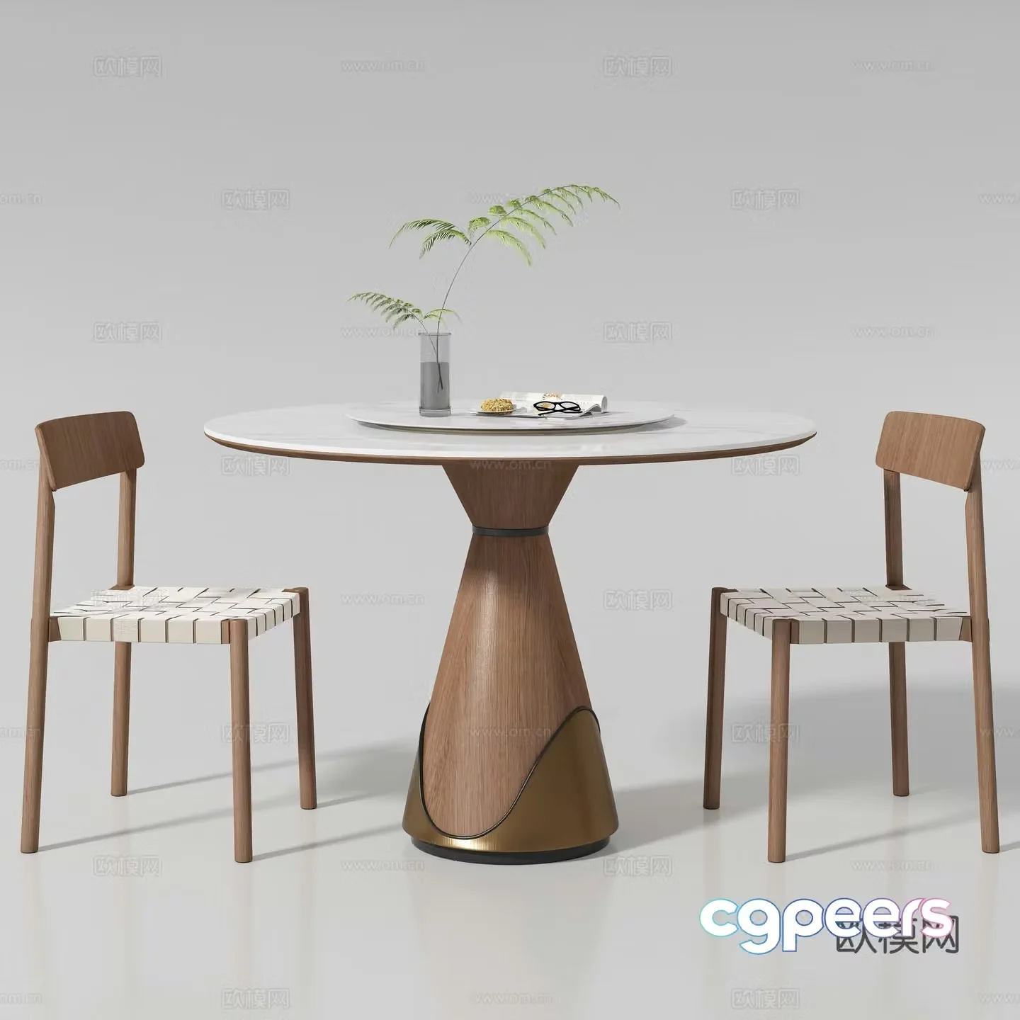 Modern dining table and chair 3d model