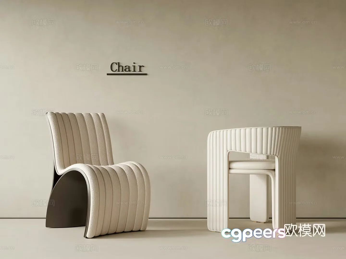 Leisure chair modern cream style leisure chair writing chair dining chair 3d model