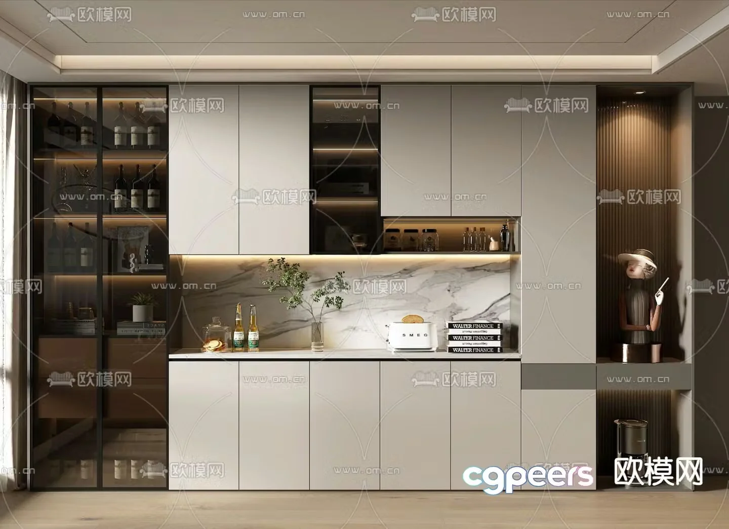 Modern wine cabinet sideboard 3d model