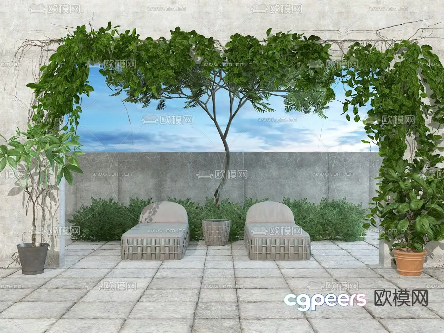 Courtyard landscape vine flower stand 3d model