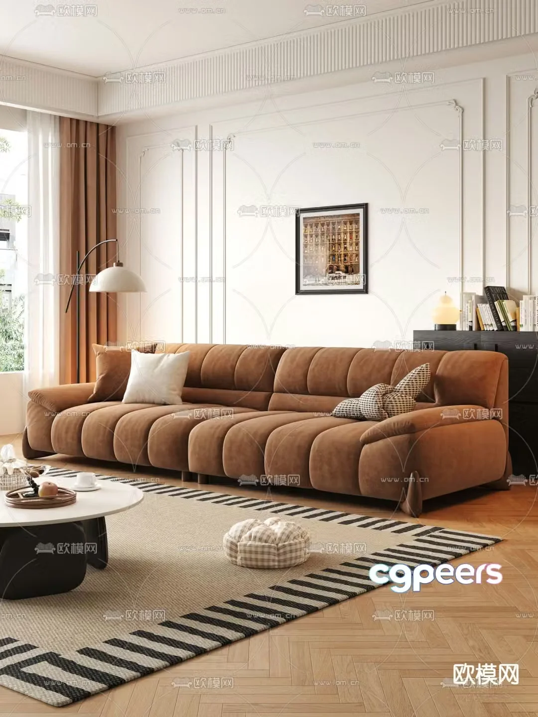 Medieval style sofa multi-person sofa 3d model