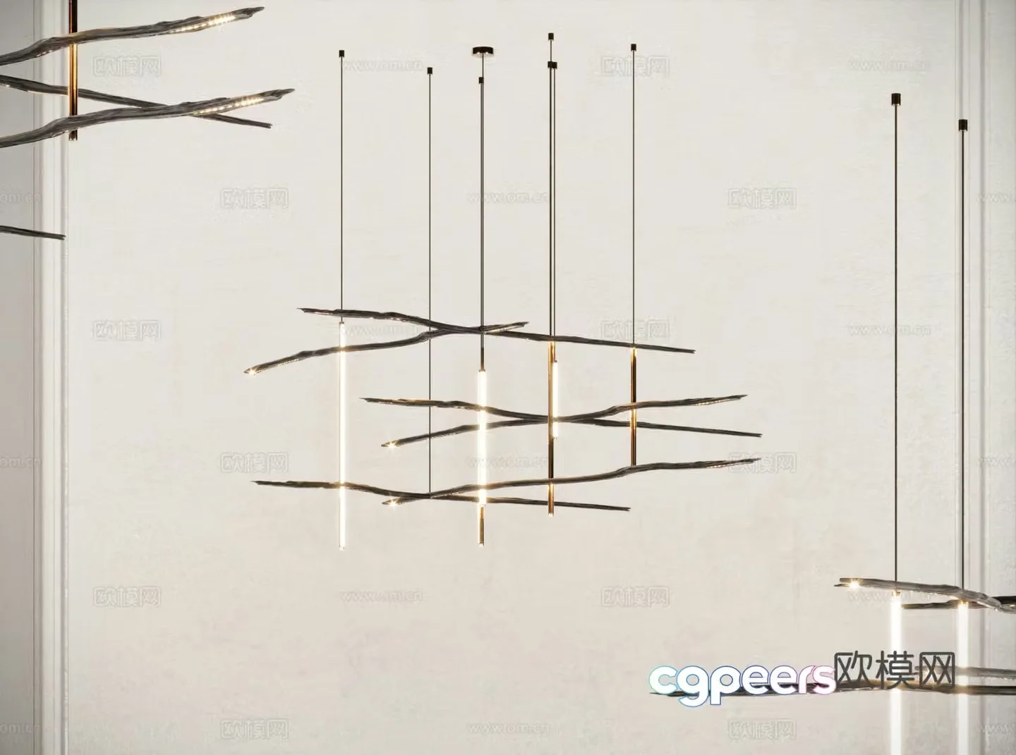 Modern simple chandelier stem and branch chandelier multi-head chandelier branch 3d model