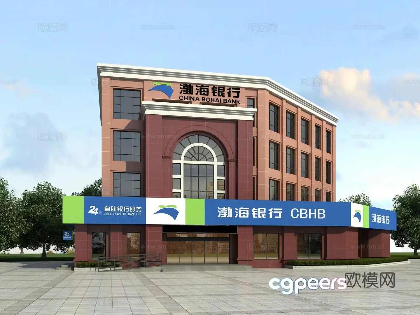 Bohai Bank facade 3D model