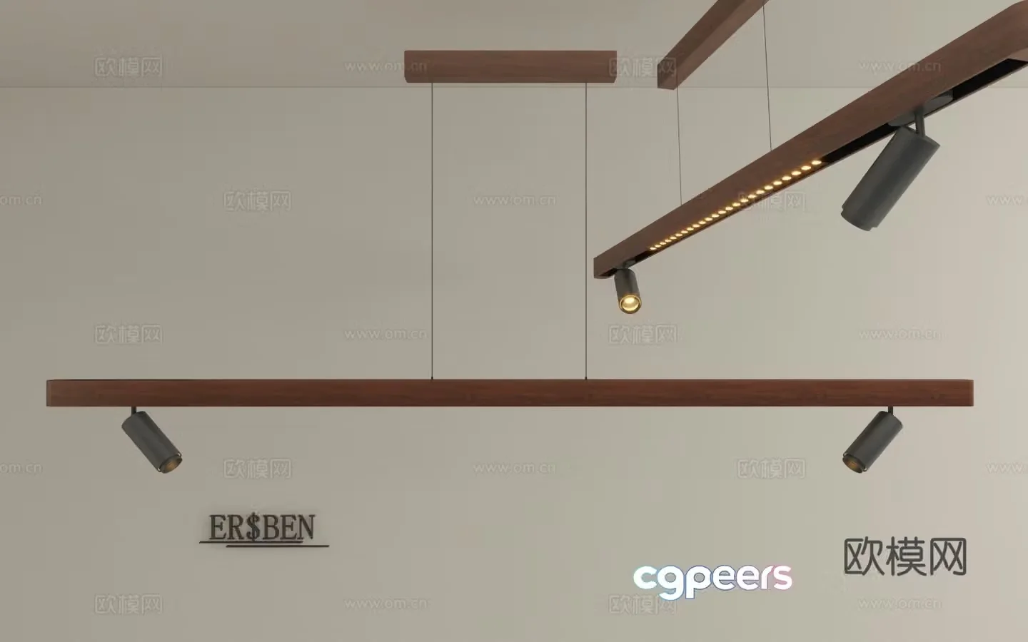 Restaurant log strip light 3d model