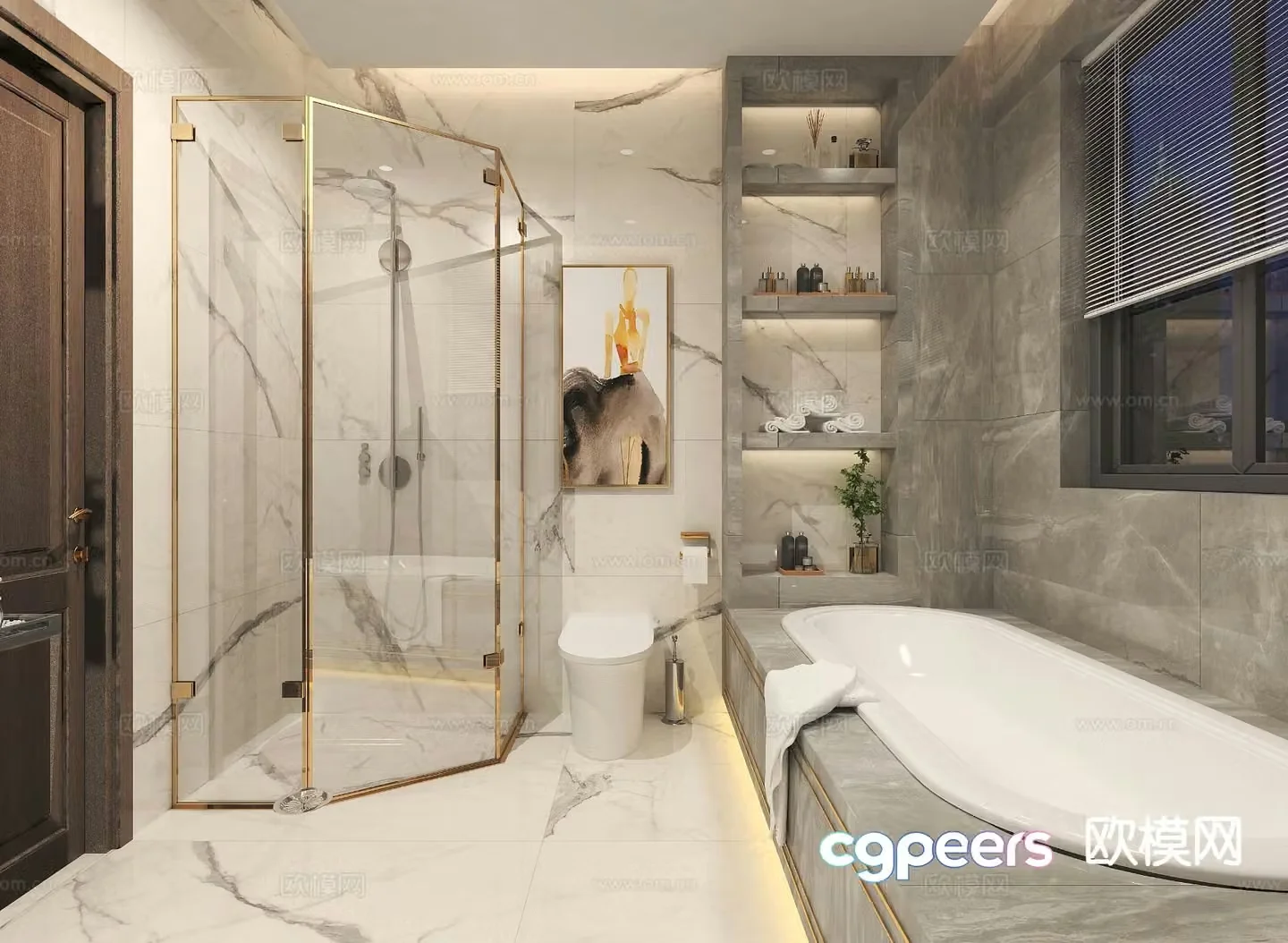 Modern master bathroom bathroom 3d model