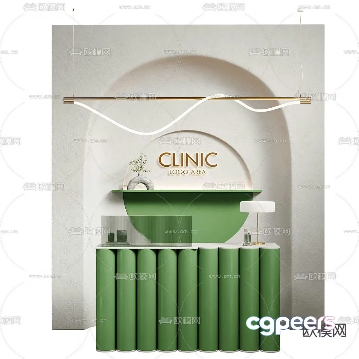 Modern front desk reception desk service desk 3d model