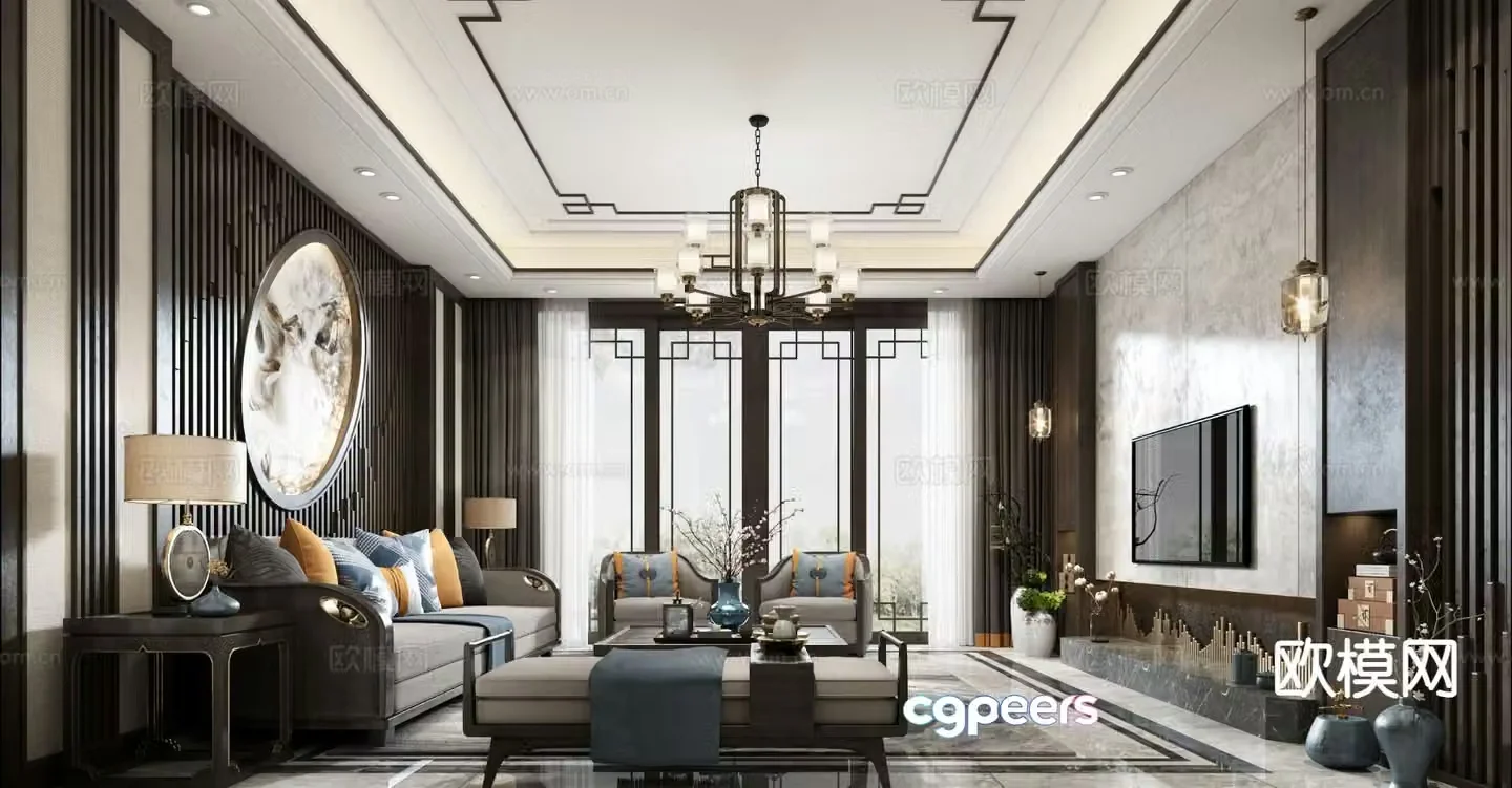 New Chinese style living room 3d model