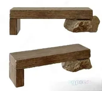 A Rustic Wooden Bench 3D Model – 2516 – VRAY Render
