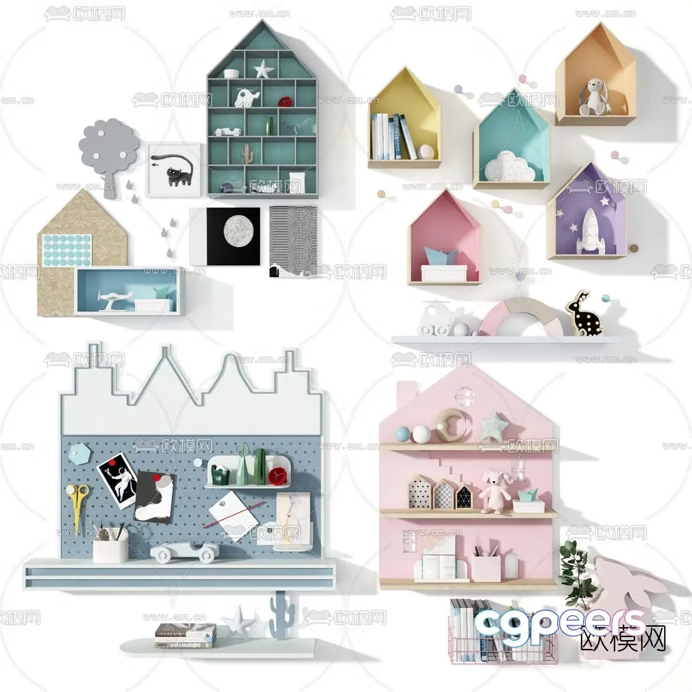 Nordic children’s cabin wall cabinet 3d model