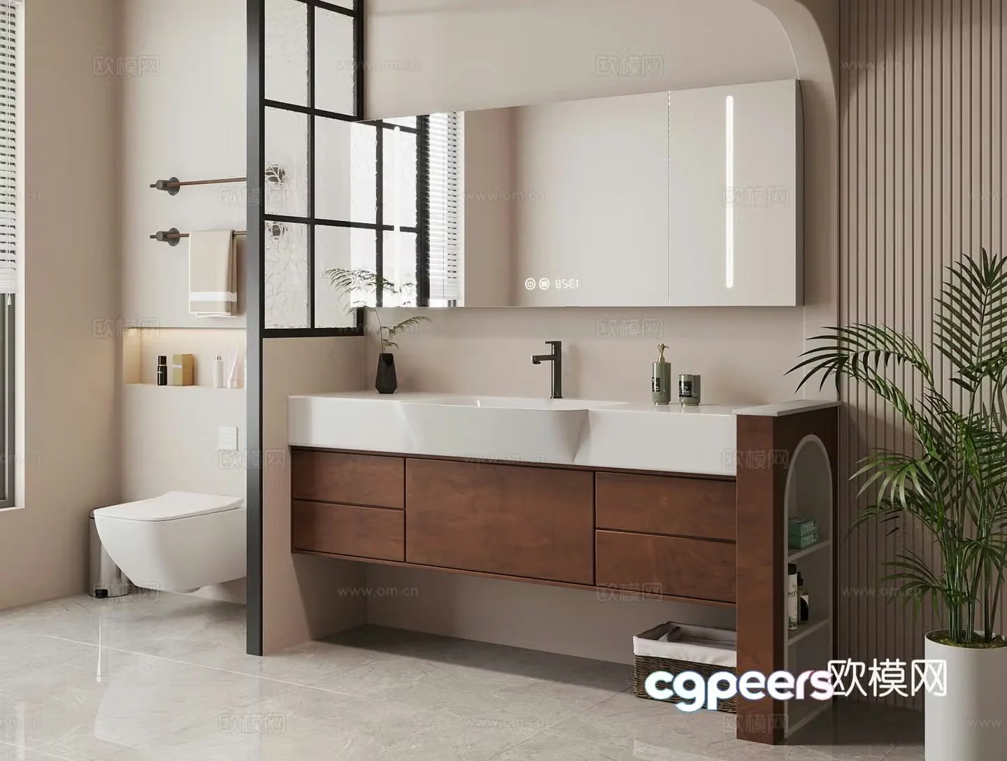 Medieval style bathroom cabinet toilet 3d model