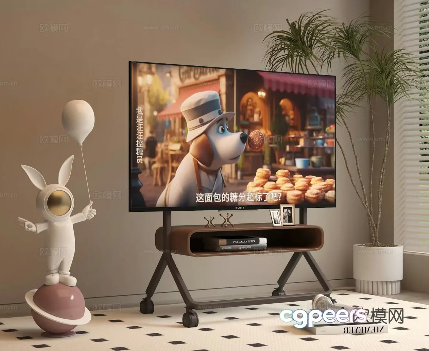 Mobile TV cartoon statue 3d model