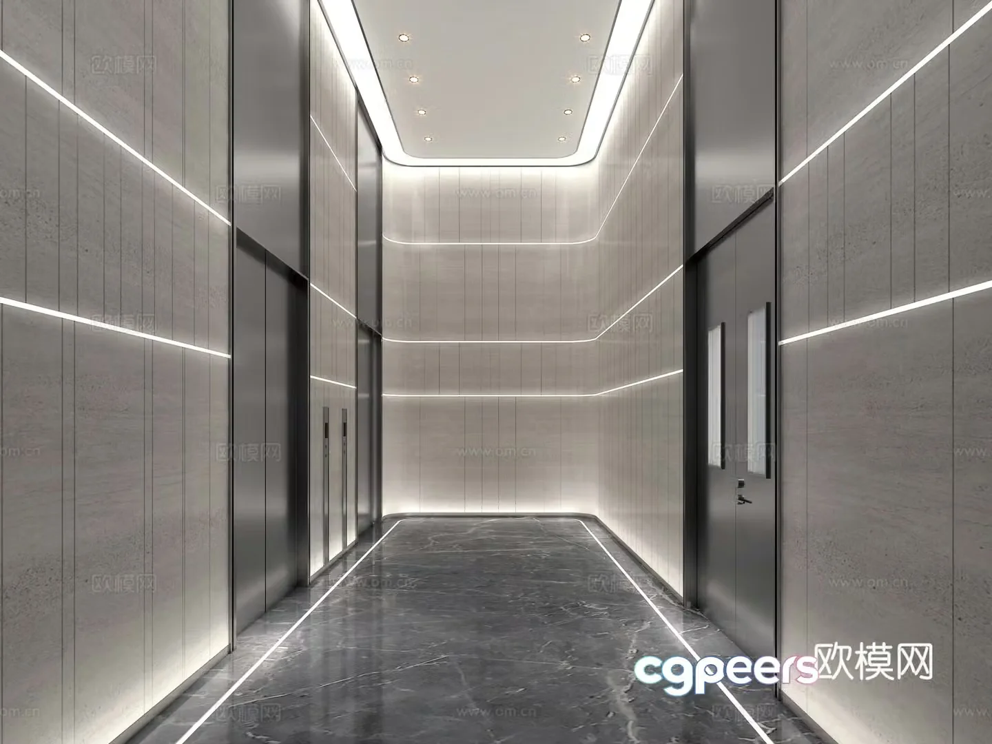 Modern elevator hall 3d model