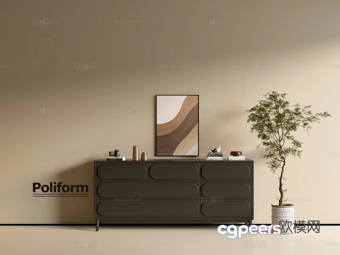 Modern black cabinet ins wind side cabinet chest cabinet low cabinet whole cabinet dining side cabinet balcony cabinet 3d model