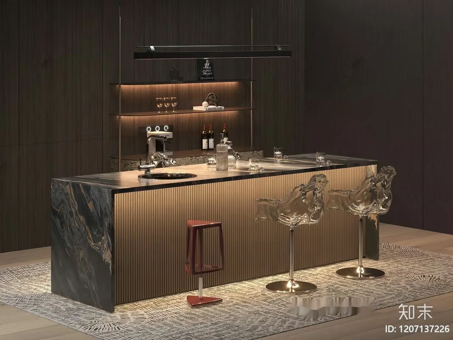 Modern Bar Area 3D Model – 7736 – VRAY Render