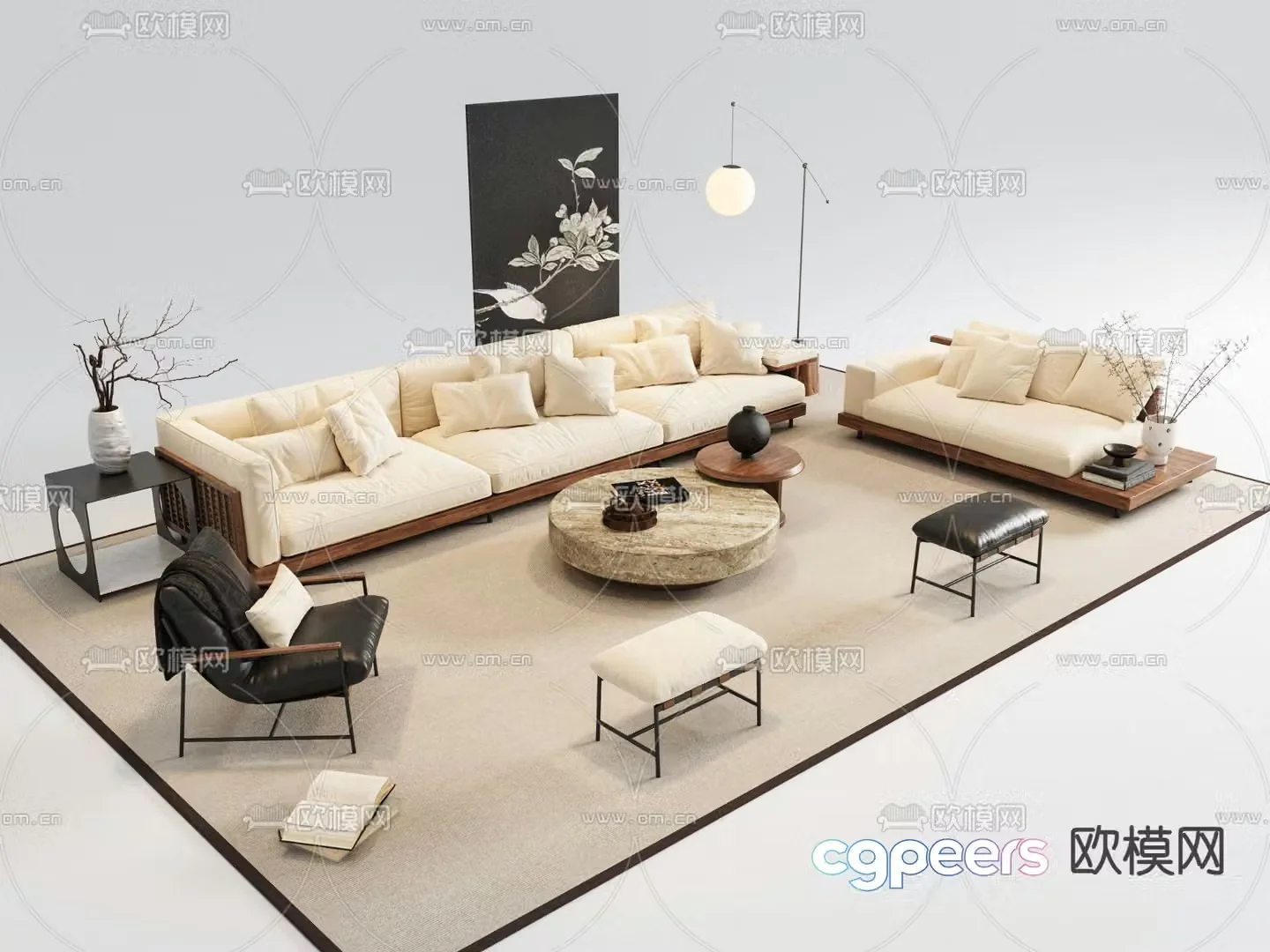 Medieval style modular sofa 3D model