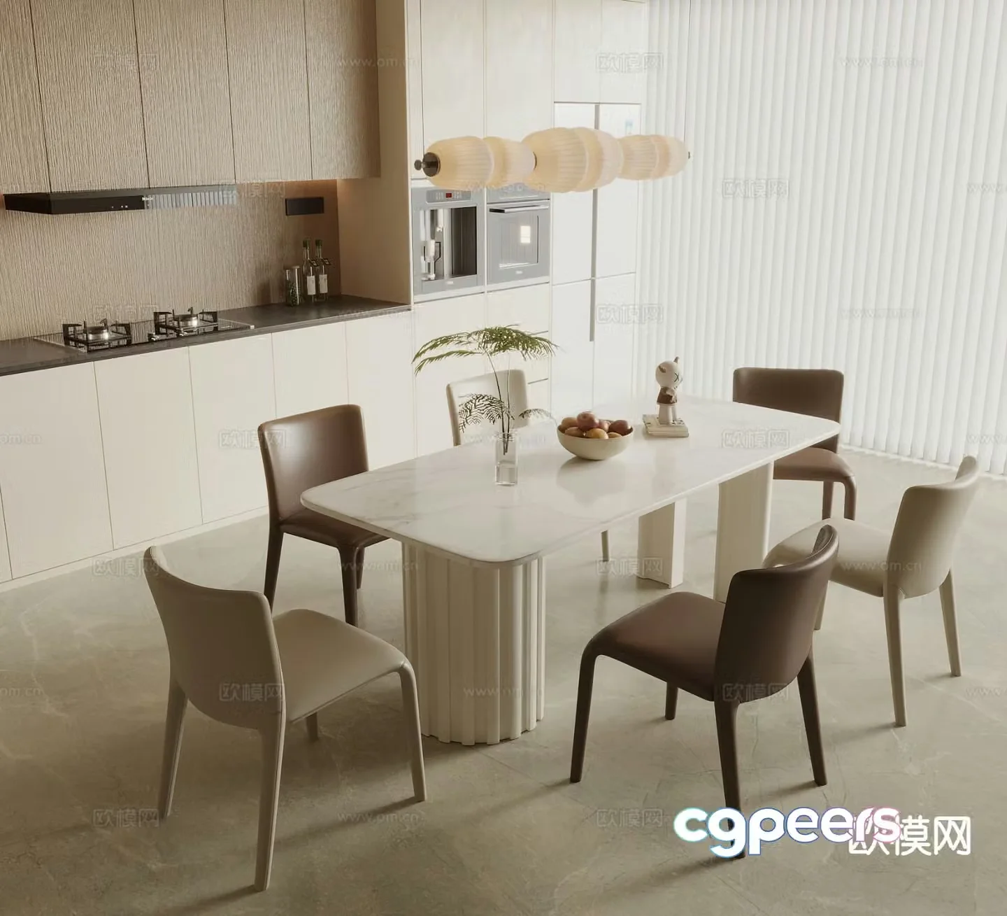 Cream style restaurant 3d model