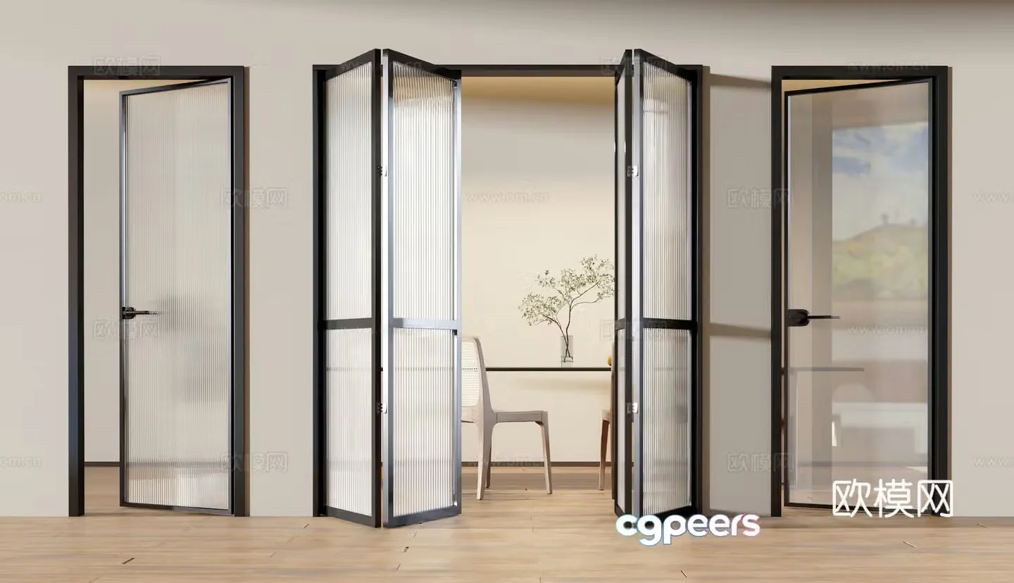 Modern glass sliding door 3d model
