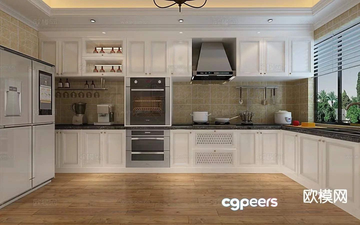 Simple European kitchen kitchen cabinet 3d model