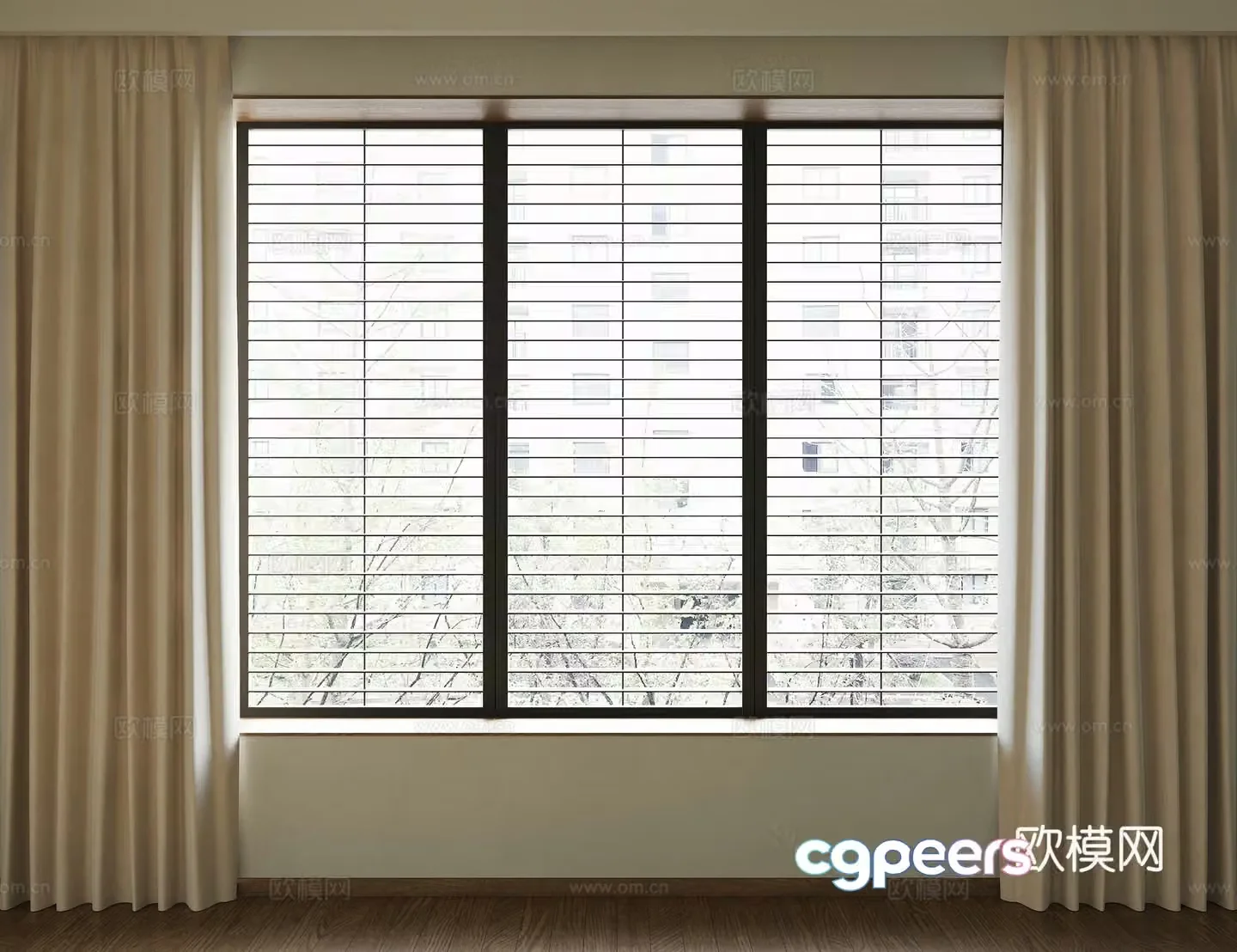 Middle-aged curtains Fabric curtains 3D model