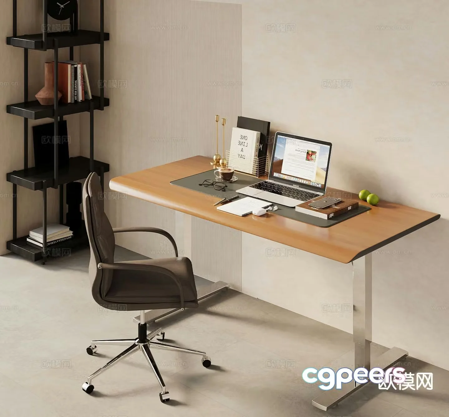 modern desk desk 3d model