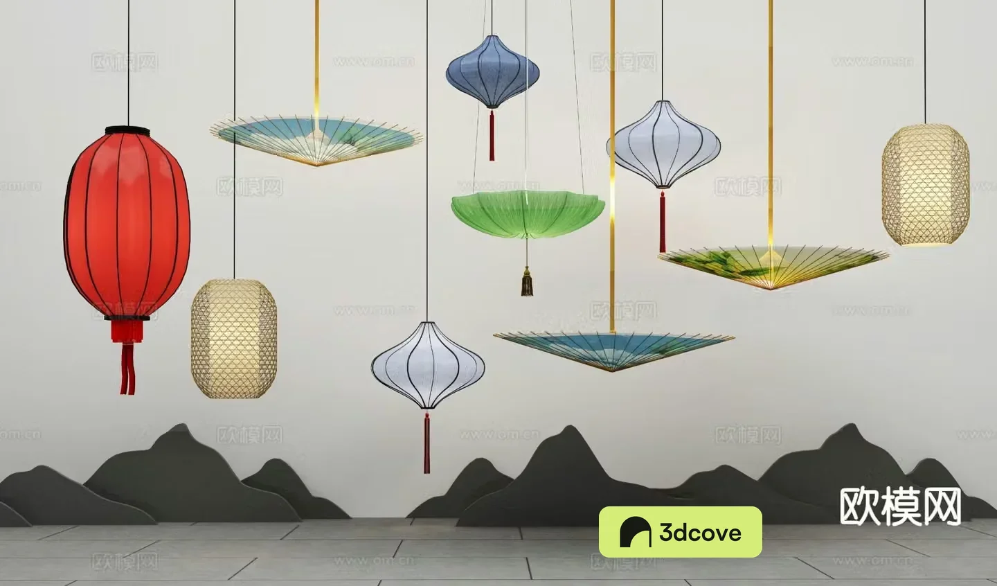 New Chinese style lantern oil paper umbrella decorative lamp