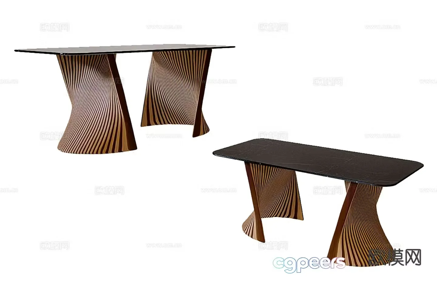 Nordic dining table strip dining table 3d model