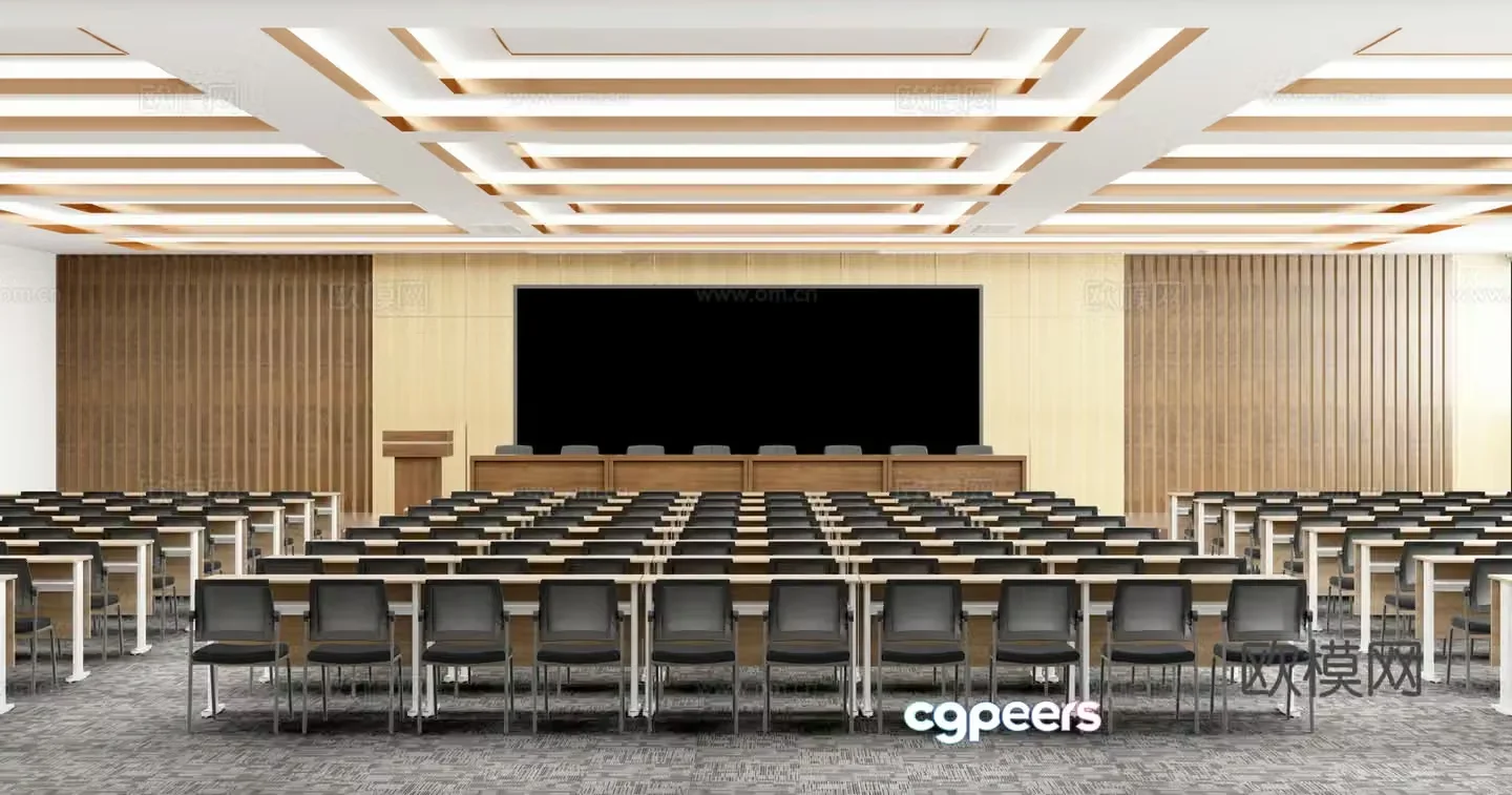 Modern large conference room multi-functional conference room training room 3d model