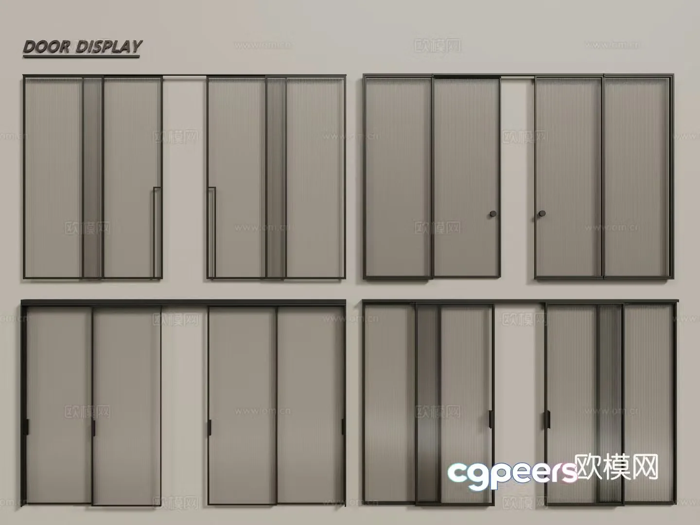 Modern glass sliding door Changhong glass door Glass sliding door 3D model
