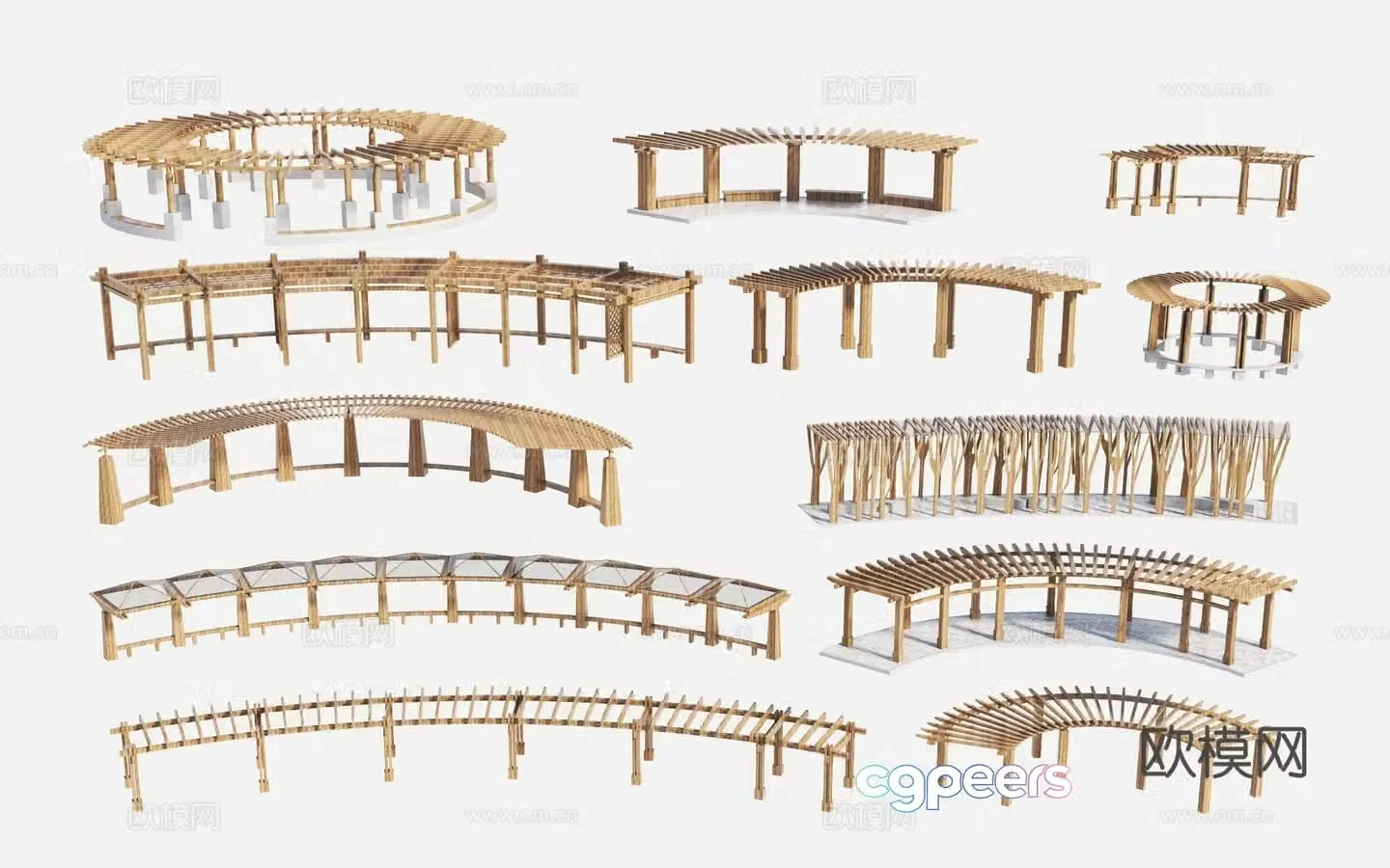 Modern flower frame wooden corridor frame arc corridor frame corridor frame circular corridor frame landscape corridor frame 3D model