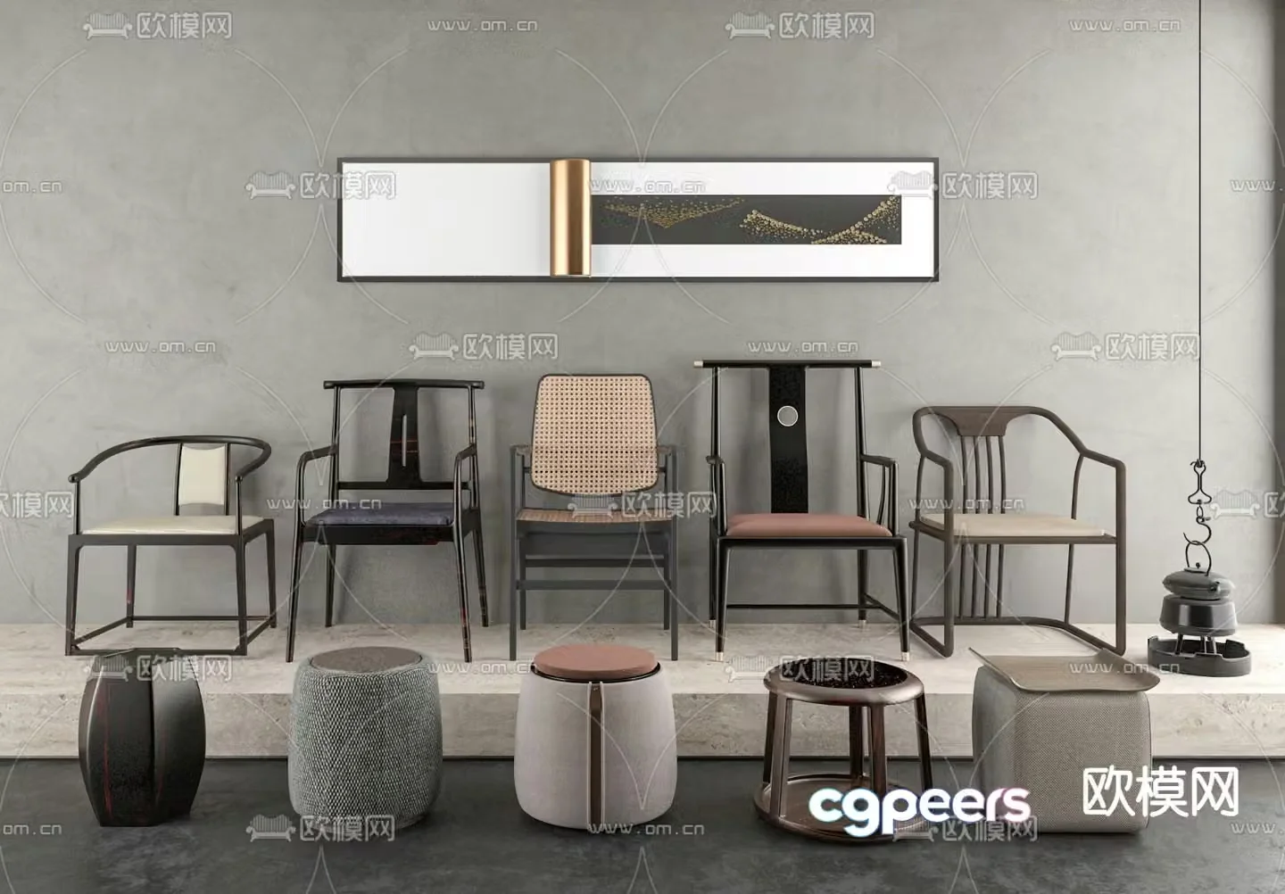 New Chinese style chair leisure chair 3d model