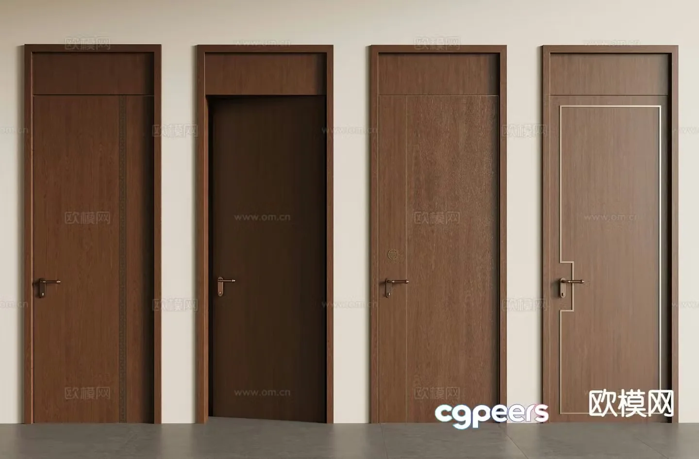 New Chinese style door open ceiling door interior door single-open door 3D model