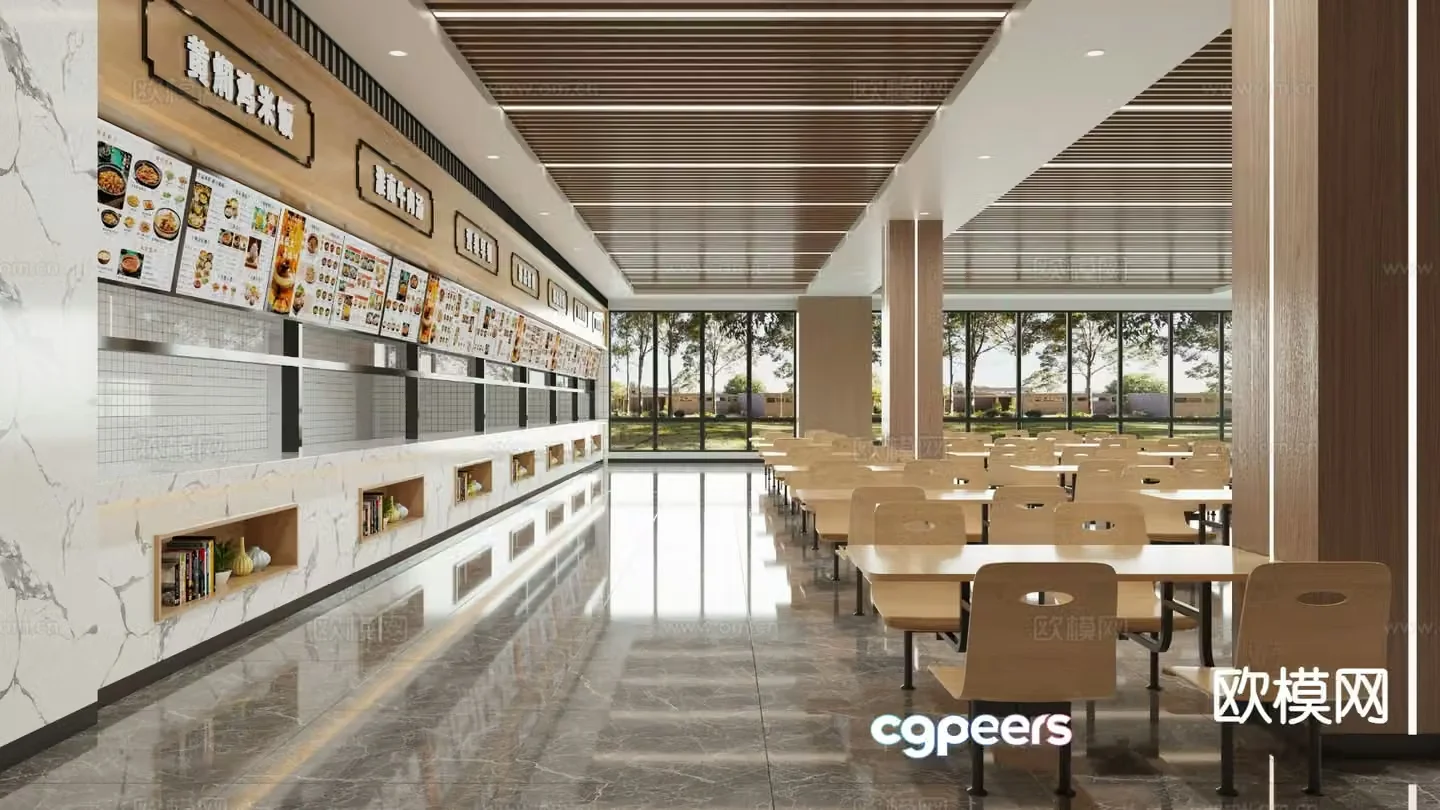 Modern staff canteen 3d model