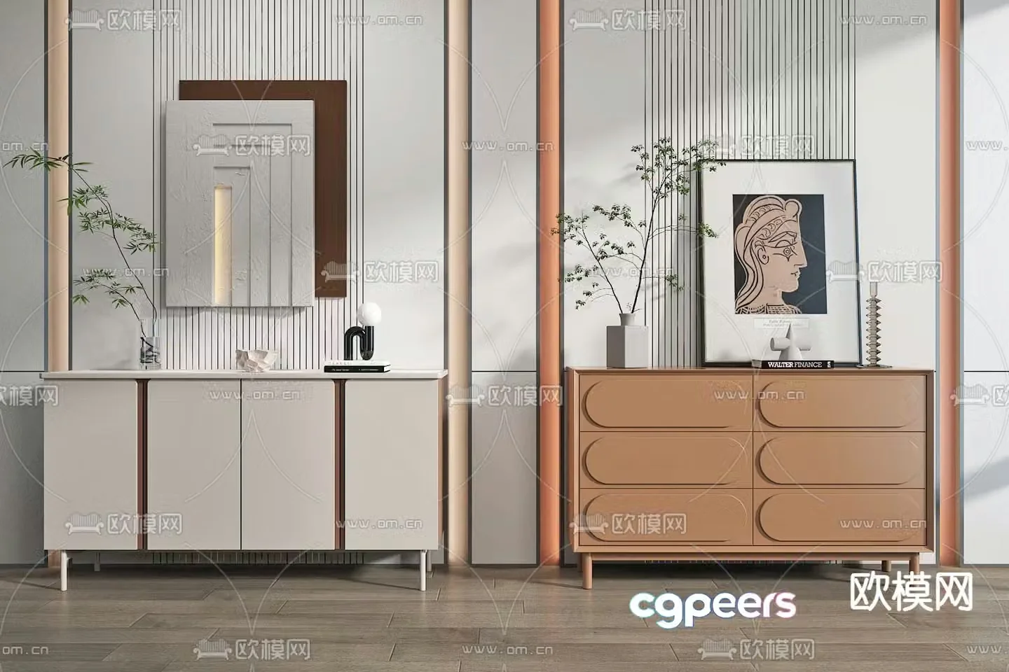 Modern entrance cabinet Duanjing cabinet 3D model