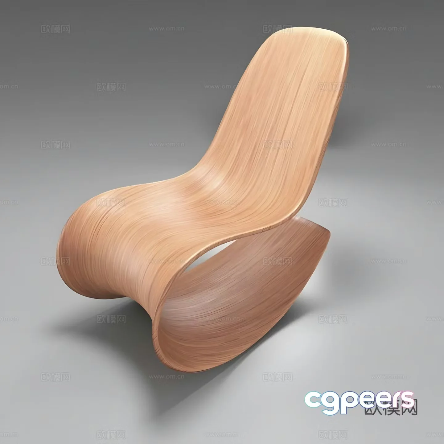 Solid wood rocking chair leisure chair 3d model