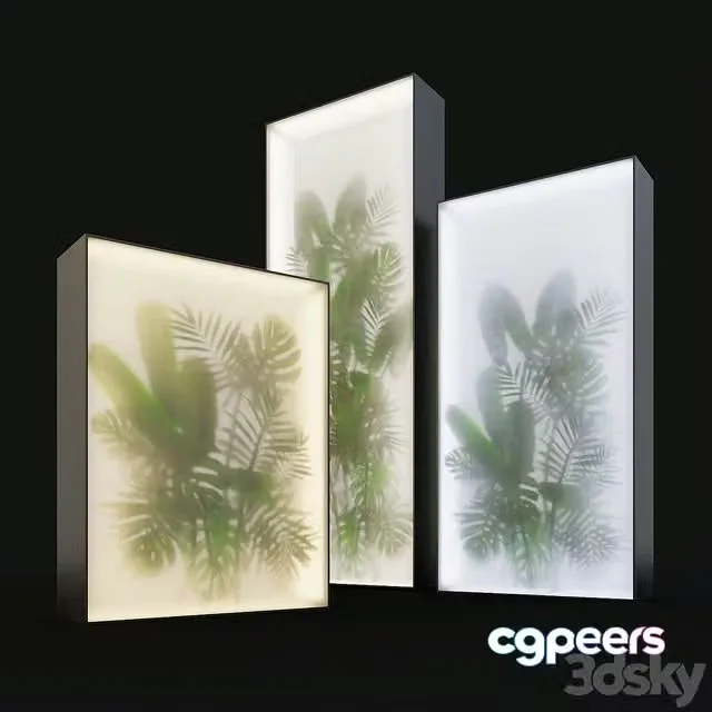 3ds Max Free – Light box with tropical leaves